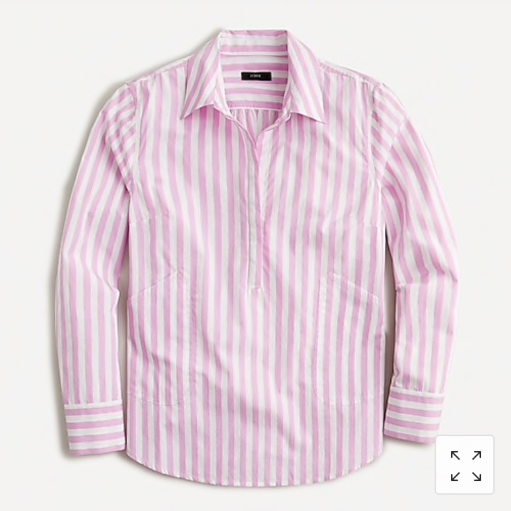 J Crew Collared Pink Stripe Popover